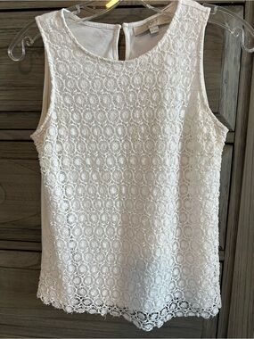 LOFT White Lace Sleeveless Top